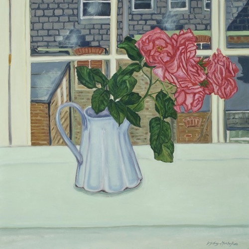 Pink Roses in Jug, City View, 2010, oil on linen, 70 x 70cm