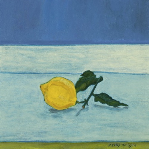 Yellow Lemon on its Stalk, 2010, oil on linen, 40 x 40cm