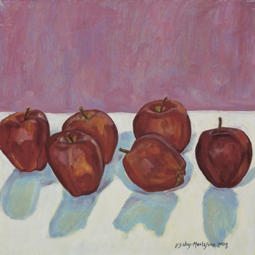 Red Apples against Pink 2009, oil on linen, 55 x 45cm