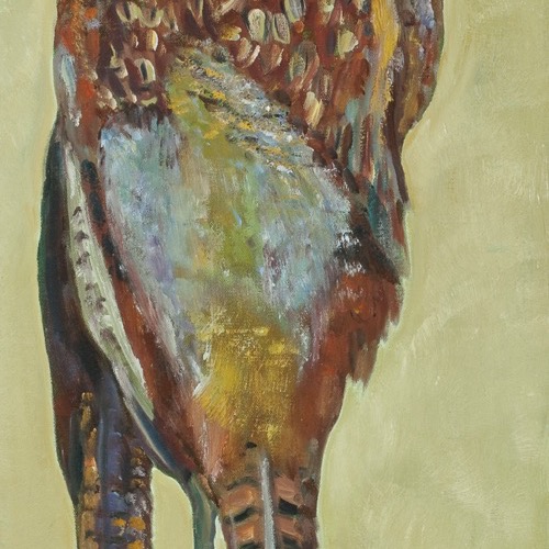 A Brace of Pheasants, (one hidden), 2009, oil on canvas, 31 x 92cm