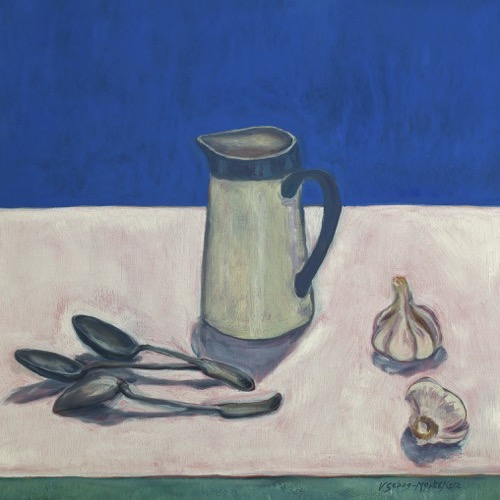 Milk Jug against Cobalt, 2009, oil on linen, 50 x 50cm
